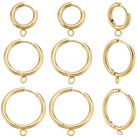 12Pcs 3 Style 201 Stainless Steel Huggie Hoop Earring Findings STAS-BBC0004-91G-1