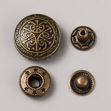 4Pcs Alloy Snap Button BUTT-WH0036-01J-AB-1