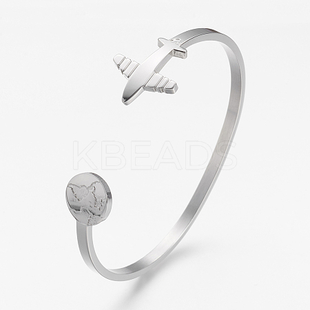 Tarnish Resistant 304 Stainless Steel Cuff Bangles LS-BJEW-N0028-02P-1