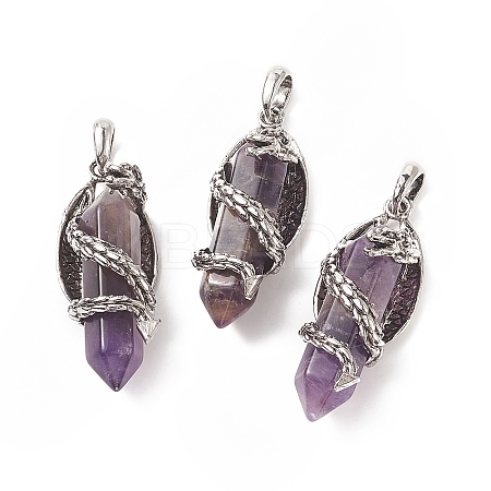 Natural Amethyst Pointed Pendants G-C051-01I-1