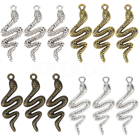40Pcs 4 Colors Snake Alloy Pendants TIBEP-SC0001-82-1