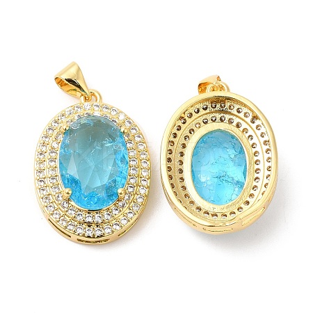 Real 16K Gold Plated Brass Micro Pave Cubic Zirconia Pendants ZIRC-L103-061G-03-1