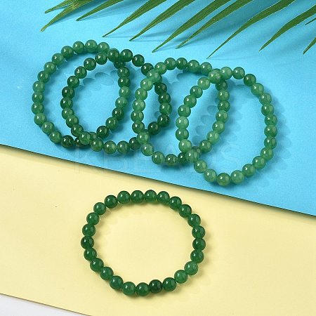 Natural Malaysia Jade Bead Stretch Bracelets X-BJEW-K212-B-013-1