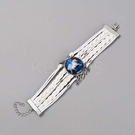 Alloy Glass Multi-strand Bracelets LS-BJEW-WH0011-10B-1