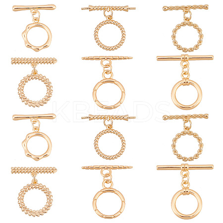   12Pcs 6 Styles Brass Toggle Clasps KK-PH0006-45-1