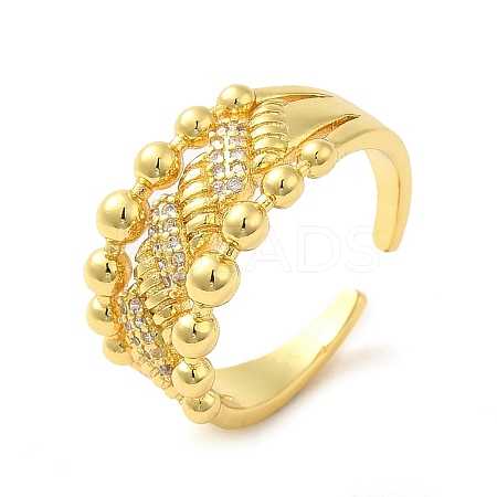Brass Micro Pave Cubic Zirconia Cuff Rings RJEW-P102-11G-1