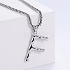 3Pcs 304 Stainless Steel Textured Letter Pendant Box Chain Necklaces LW4134-32-1