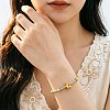 Duo Tone 201 Stainless Steel Star Round Snake Chain Bracelets for Women WGA233C-01-3