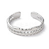 Non-Tarnish 304 Stainless Steel Double Line Open Cuff Rings LS-RJEW-D006-06P-2