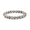 Natural Map Stone/Picasso Stone/Picasso Jasper Round Beaded Stretch Bracelet BJEW-JB07874-1