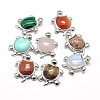 Tortoise Platinum Plated Brass Natural & Synthetic Mixed Stone Pendants G-F228-19-RS-1