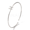 Rack Plating Brass Micro Pave Clear Cubic Zirconia Letter Open Cuff Bangles BJEW-A018-01P-H-1