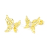 Brass Pave Clear Cubic Zirconia Stud Earring Findings KK-F875-06G-1