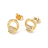 Ring Brass Micro Pave Clear Cubic Zirconia Stud Earrings EJEW-A135-14G-4
