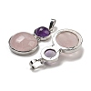 Natural Rose Quartz & Natural Amethyst Pendants G-G147-06P-08-2