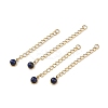 Ion Plating(IP) 316 Surgical Stainless Steel Curb Chain Extender with Natural Lapis Lazuli Round Charm STAS-A097-01G-07-1