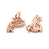 Pigeon with Leaf Brass Micro Pave Clear Cubic Zirconia Charms KK-G425-13-3