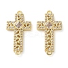 Rack Plating Brass Cubic Zirconia Religion Cross Connector Charm KK-C084-11B-G-1