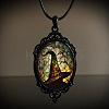 Oval Gothic Alloy Glass Halloween Pendant Necklaces for Women FS-WG73C21-02-1