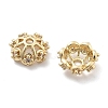 Rack Plating Flower Brass Micro Pave Clear Cubic Zirconia Bead Caps KK-H449-65G-02-NR-2