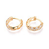 Brass Micro Pave Clear Cubic Zirconia Hoop Earrings EJEW-T048-45G-2