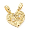 Mother's Day Brass Cubic Zirconia Hanger Pendants X-KK-E790-04G-1