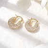 Brass Micro Pave Clear Cubic Zirconia Flat Round Hoop Earrings EJEW-K318-04A-G-2