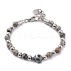 Natural Map Stone & Synthetic Magnetic Hematite Anchor Beaded Bracelet BJEW-P339-01P-02-1