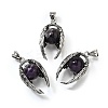 Natural Amethyst Round Pendants G-K339-03AS-09-1