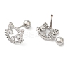 Cat Shape Brass Micro Pave Clear Cubic Zirconia Cartilage Earrings EJEW-L289-02P-02-2