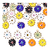32Pcs 8 Colors Glass Seed Beaded Sunflower with Evil Eye Charms PALLOY-PH01782-6