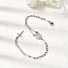304 Stainless Steel Saint Benedict Cross Link Bracelets for Women BJEW-K295-02P-2