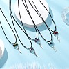 Cylinder Seed Beaded Evil Eye & Alloy Pyramid Cone Pendant Necklaces NJEW-MZ00105-1
