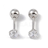 Anti-Tarnish Rhodium Plated 999 Fine Silver Cubic Zirconia Cartilage Earrings for Women EJEW-S215-28P-1
