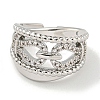 Rack Plating Brass Micro Pave Cubic Zirconia Chains Open Cuff Rings for Women RJEW-I104-08P-2