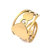 304 Stainless Steel Rhinestone Saint Benedict Open Cuff Rings RJEW-M069-01G-2