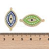 Rack Plating Brass Micro Pave Clear Cubic Zirconia Horse Eye Connector Charms KK-U032-27G-3