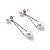 Long Chain with Round Plastic Pearl Dangle Stud Earrings STAS-D179-06P-1