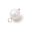 Natural Cultured Freshwater Pearl Round Charms PALLOY-JF04193-02-5