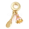 Rack Plating Brass Enamel Sports European Dangle Charms KK-P287-35F-G-1