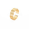 Ion Plating(IP) 304 Stainless Steel Bamboo Shape Open Cuff Ring for Women RJEW-S405-201G-3