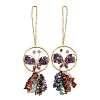 Butterfly Brass & Natural Amethyst Pendant Decorations HJEW-Z007-04G-06-1