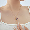 Vintage Brass Cubic Zirconia Religious Virgin Mary Heart Hollow Pendant Necklaces AB7554-1-2