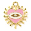 Rack Plating Brass Micro Pave Clear Cubic Zirconia with Enamel Pendants KK-G515-14G-2