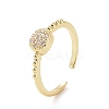 Clear Cubic Zirconia Flat Round Open Cuff Ring RJEW-E072-03G-1