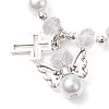 Alloy & Pearlized Glass Pearl Beads Stretch Bracelets for Women BJEW-JB11364-01-3