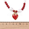 Strawberry Brass Micro Pave Clear Cubic Zirconia Red Enamel Pendant Necklaces for Women NJEW-G162-04G-5