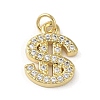 Rack Plating Brass Micro Pave Cubic Zirconia Charms KK-C052-32G-1