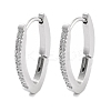 304 Stainless Steel Micro Pave Clear Cubic Zirconia Oval Huggie Hoop Earrings for Women EJEW-C096-03P-1