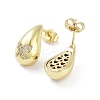 Teardrop Rack Plating Brass Cubic Zirconia Stud Earrings for Women EJEW-B047-02G-08-2